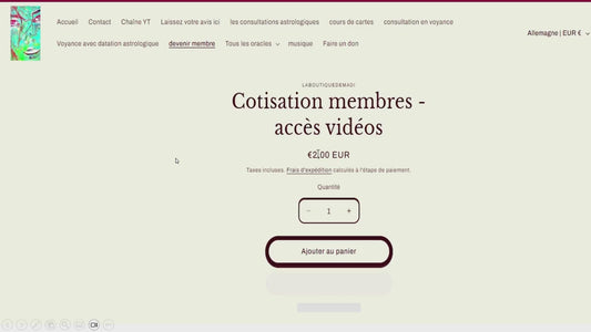 Cotisation membres - accès vidéos